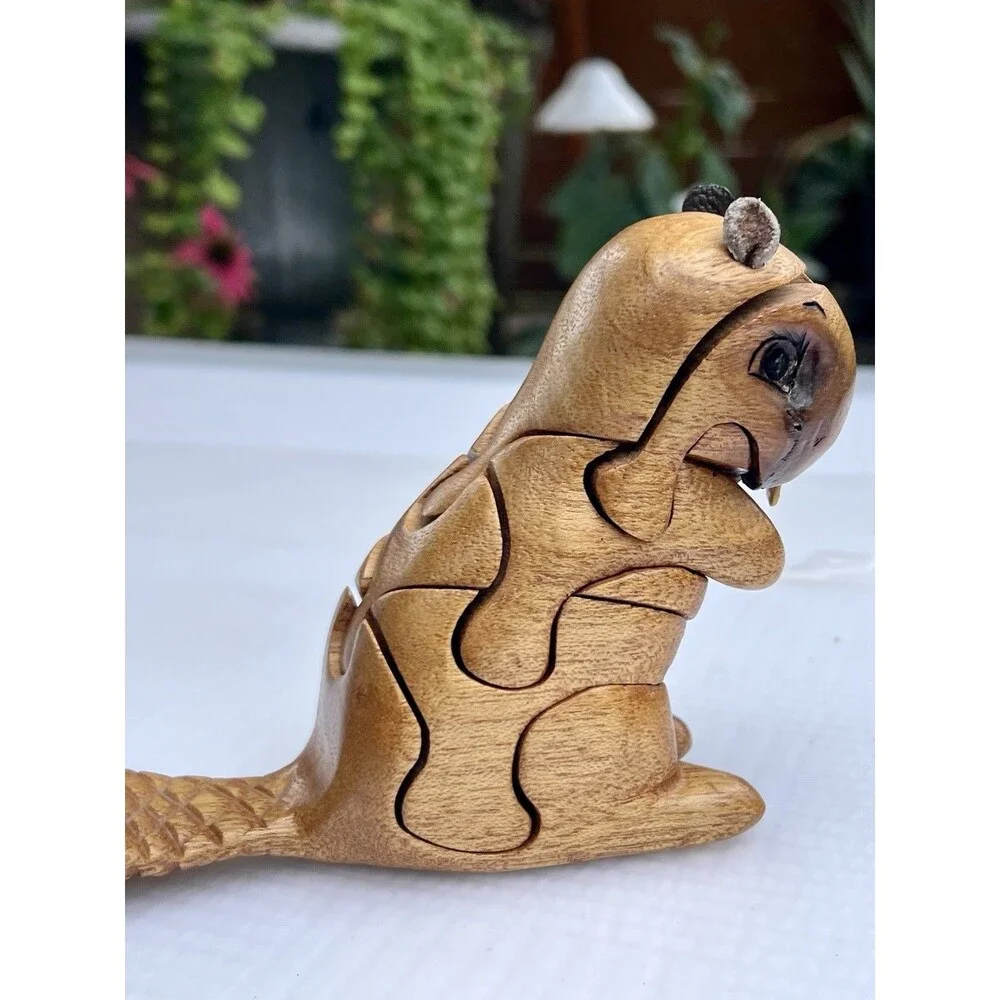 Peter Chapman Style Puzzle 2011 Red Mahogany Beaver 3D Interlocking